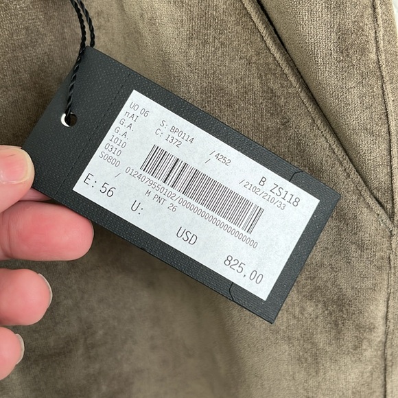 Giorgio Armani Flat Front Velvet Trousers Slant Welt Pocket Elastic Waist - Picture 4 of 9